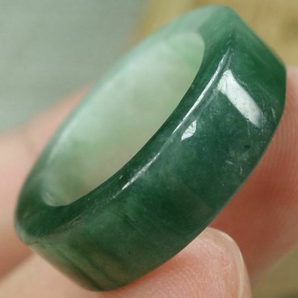 Certified Green 100% Natural A jadeite jade Ring 戒指 USA 7# - Picture 1 of 13